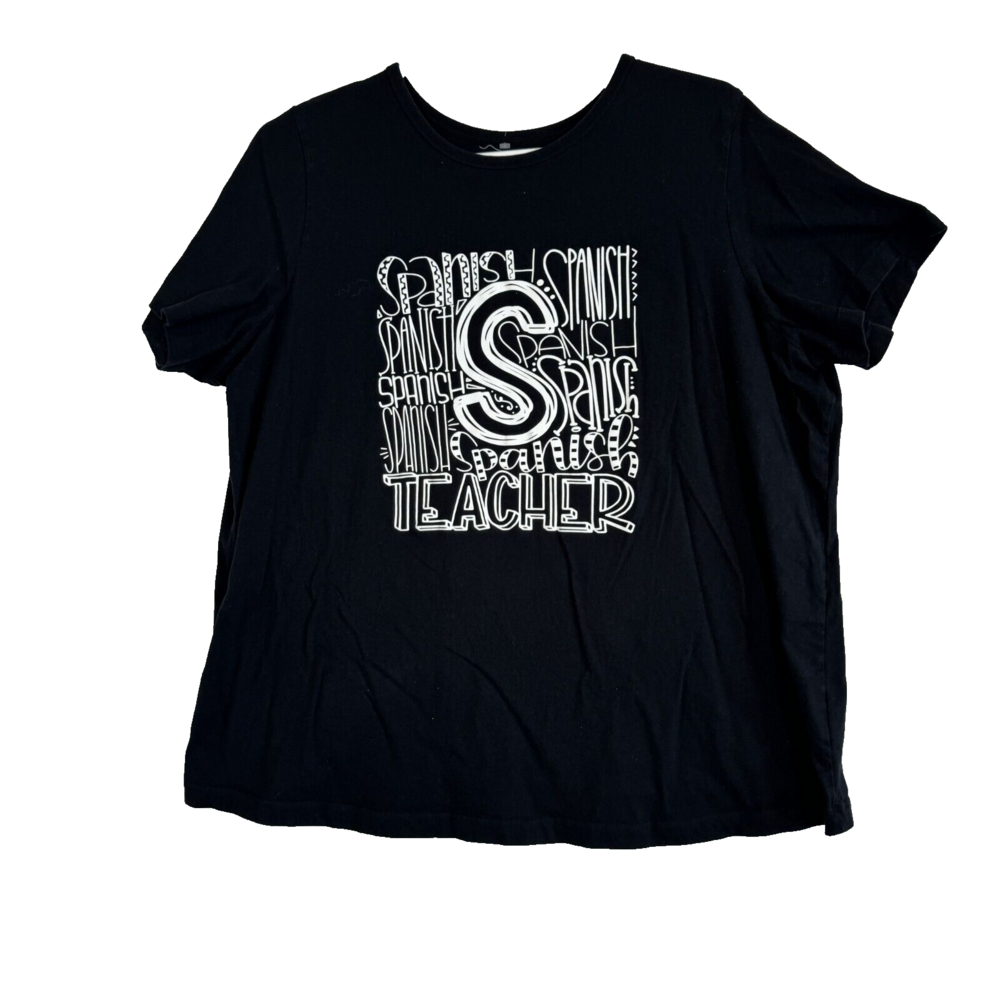 Woman Within Women’s 2X Black Graphic T-Shirt 100% Cotton, Short Sleeve W316